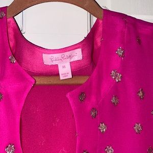 Lilly Pulitzer Pink and Gold Ruffle Top